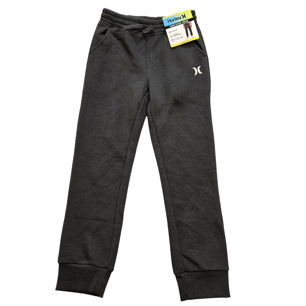 Hurley Jogger Pants Youth Small Gray Fleece Lined Elastic Waist Drawstring